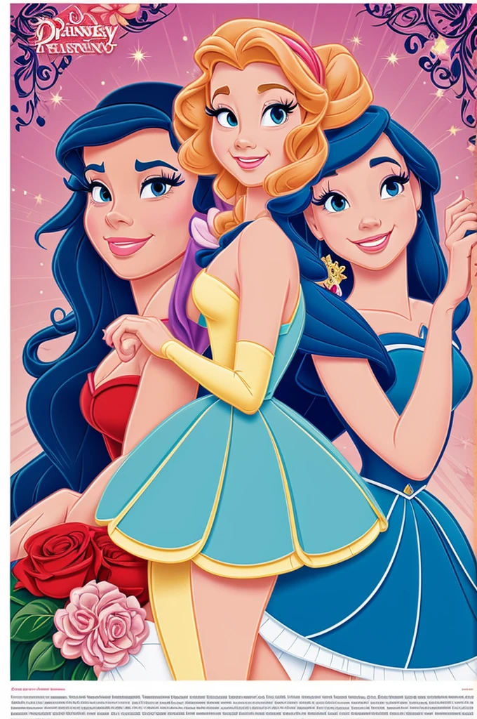 Make a poster with the theme of Disney princesses and just the drawings
