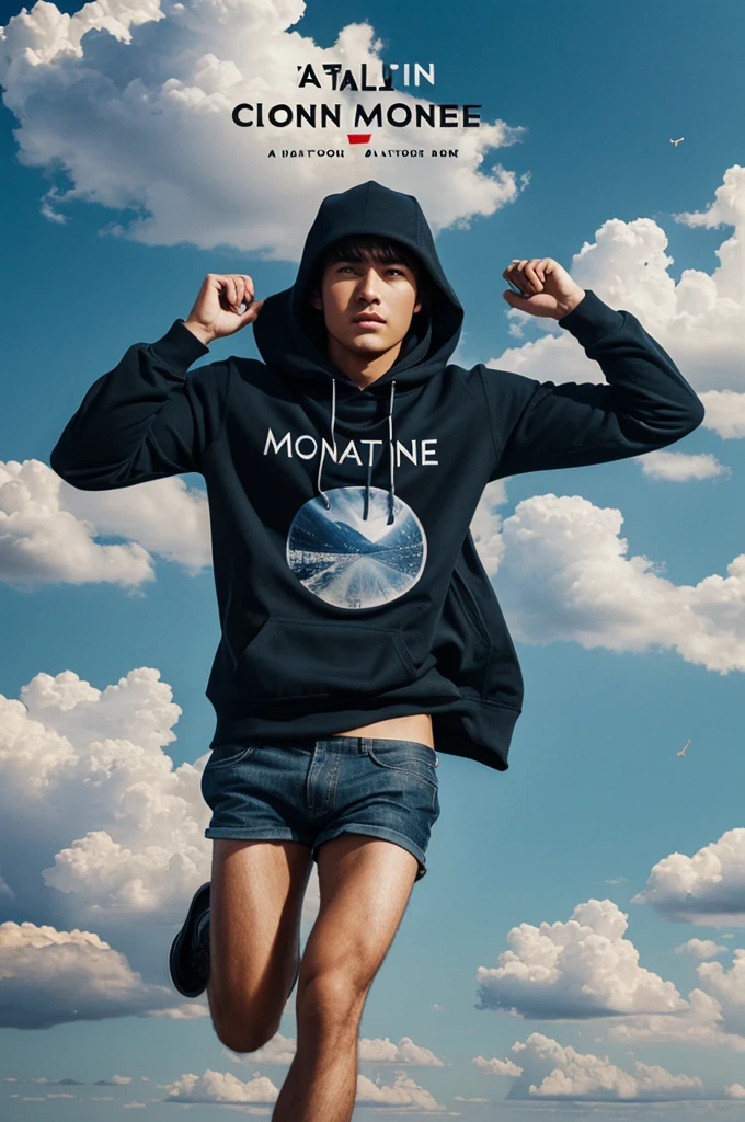 A image with the words motion and lunatic as a clothing brand with money falling out the sky