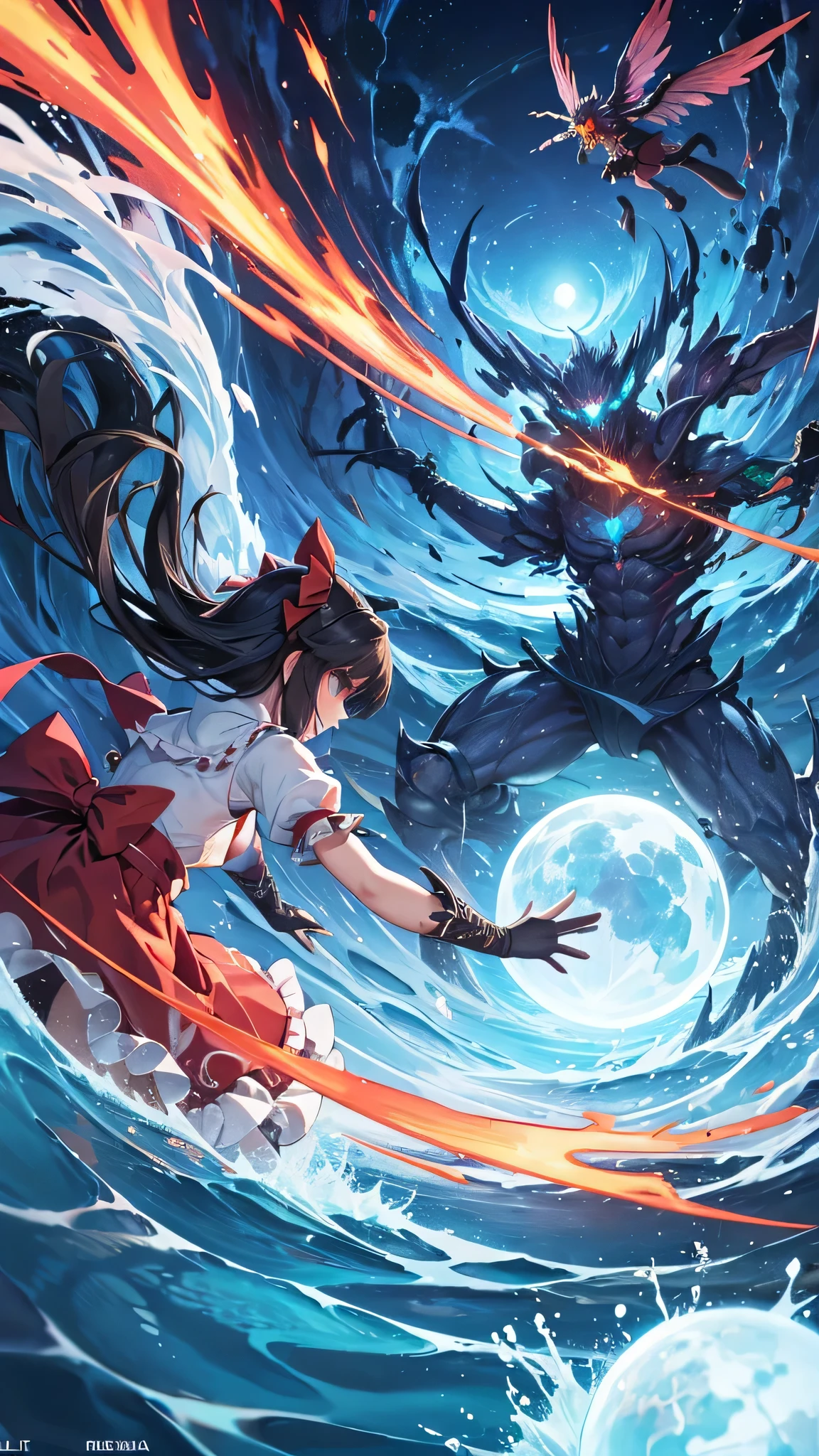 upper body shot, solo 1 girl view, TouHou Legend of Fairy Souls is an action game developed and published by LFCat Studio for PC. An adventure in which we control the young Reimu, which due to a curse has been transformed into Kedama, a little ball of hair, having to fight waves of enemies from an isometric perspective with both ranged attacks and hand-to-hand combat, being able to turn into different monsters, random angle.,(all realistic intricate details)