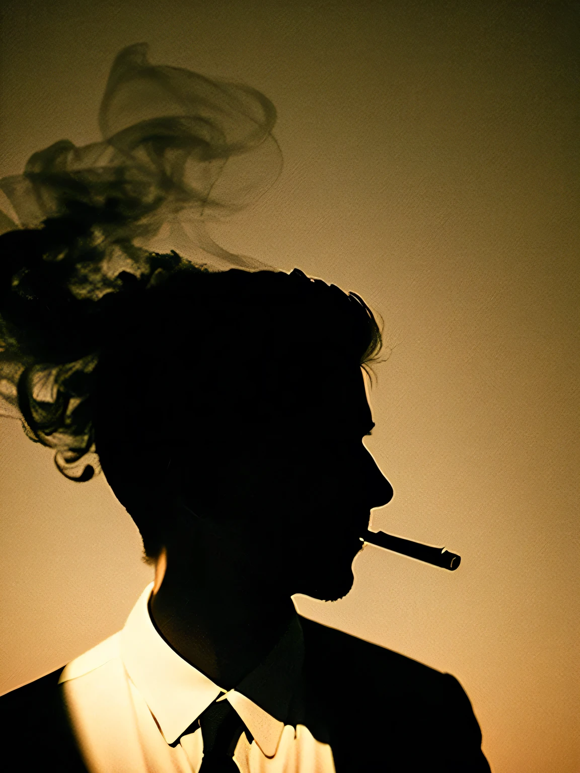 shadow of a man smoking a cigarette