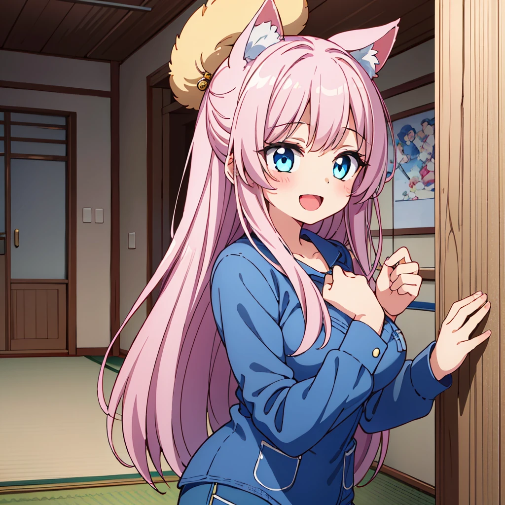 (tabletop, best qualityer, Perfect Anatomia, high qualiy:1.4), beautiful hand, perfect hands, beautiful detailed hands, big fit ass_file size, fullcolor, high resolution, Symmetrical, Outstanding, better aesthetics, the newest, アニメ, very beautiful detailed body,O cabelo,faces,The eye, , break,
1 beautiful girl, (17-year-old girl), very detailled, fullcolor, highest details, break, (Breasts huge: 1. 2,), clean skin, beautiful fur, Shy skin, 1 beautiful girl, chestnut hair, (Cat's ears, hypdertailed, Medium-long hair: 1. 2), (clear blue eyes, long eyelashes, Double eyelids: 1. 2),standing alone,shining skin, clean skin, beautiful fur,(rosto de best qualityer),(Olhos brilhantes de high qualiy),(The best smile,:D:1.45), break (pink theme:1.4),
((caregiver theme:1.4)), //Denim jacket with fashion sherpa lining,
A classic denim jacket with soft sherpa lining for extra warmth,
Distressed details for a modern style, look casual,
Layer over a plaid flannel shirt and jeans for a cozy ensemble,
break,(morning), inside the room,A room in a dilapidated apartment,Tatami Mats,window,Chabudai,unit bathroom door,entrance,scattered diapers,naked girl poster,coca,in back, tusk, gaping mouth, looking away,depth of fields,
break,wakame,wakame,wakame,(cowboy shot:1.4),
break,(nblurry background:1.3),(absurderes, high resolution, Super detailed art),Cellular Shading,lightcolor, optical effect, Beautiful photos, glowing radiance, mystical atmosphere,(Close-up of the girl:1.1), Mystical light particle effect,manga influence, clean line drawings,