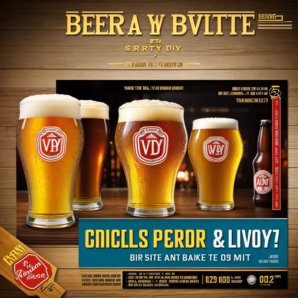 Beer promotion flyer, beauty asian, 2 glasses of beer