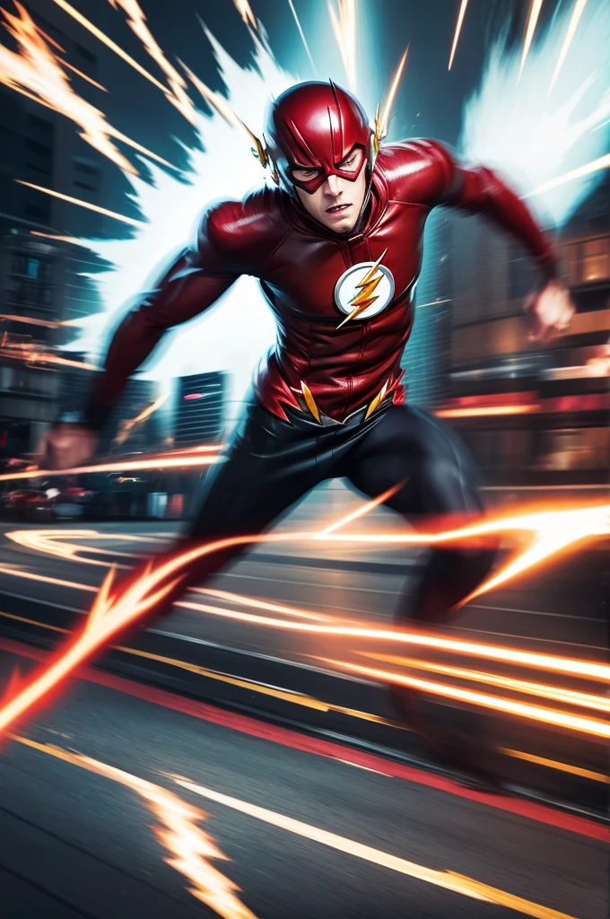 Flash running at full speed and disintegrating