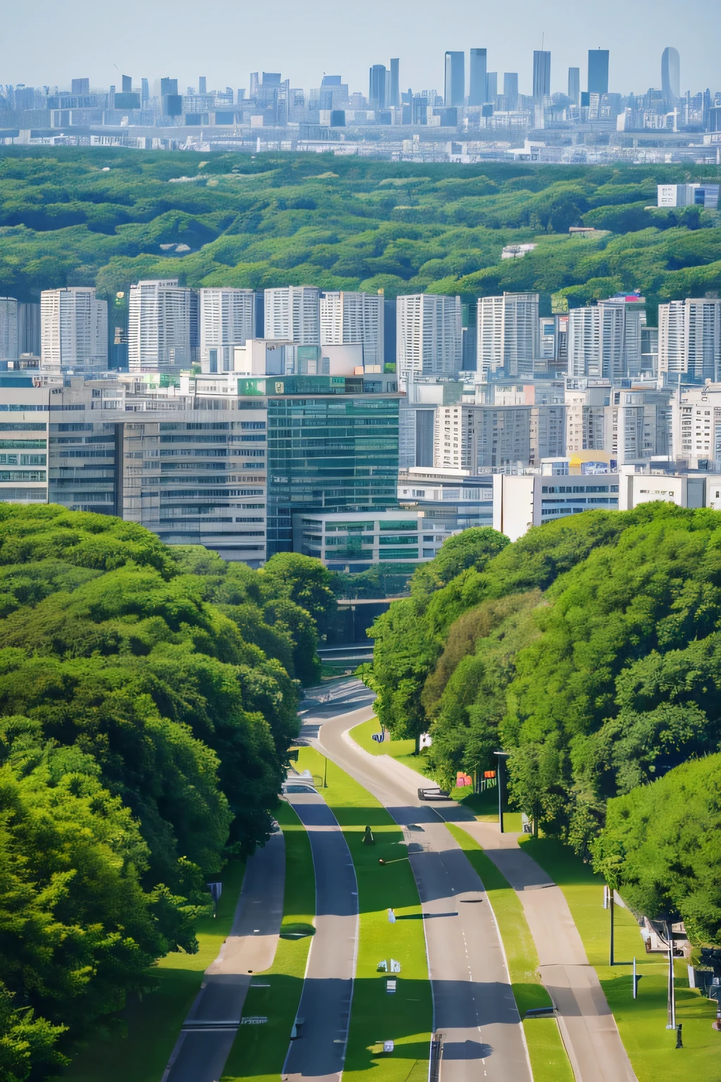 Green city with trees and grass on a white background, osaka skyline background, Urban Background, Detailed Landscape — Width 672, Urban Background, Town Background, urban environment, Background city, Tokyo Background, The city is full of greenery, watermark:-1, Background city, 1024x1024