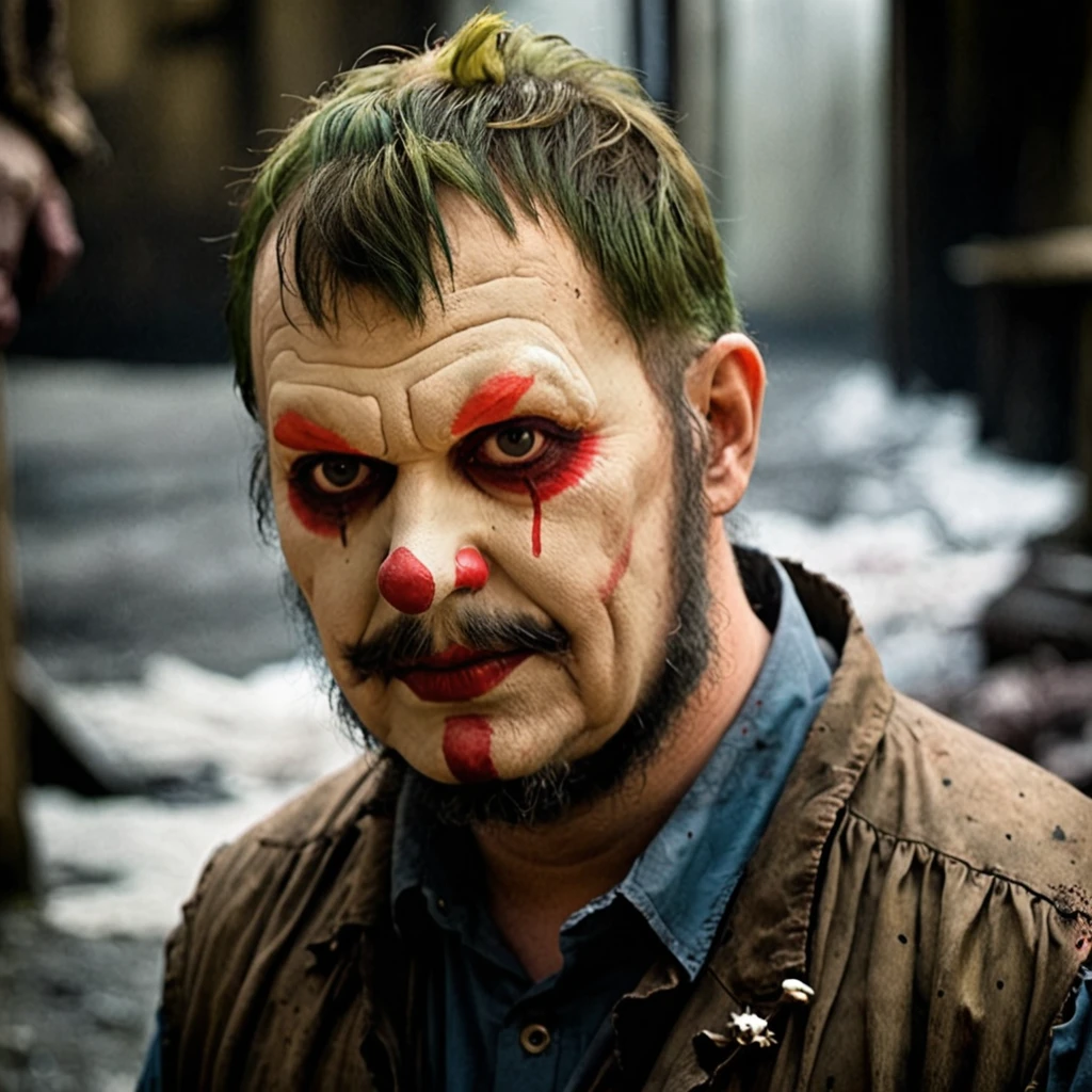 horror style, it, clown , dark, eerie, gothic, macabre
