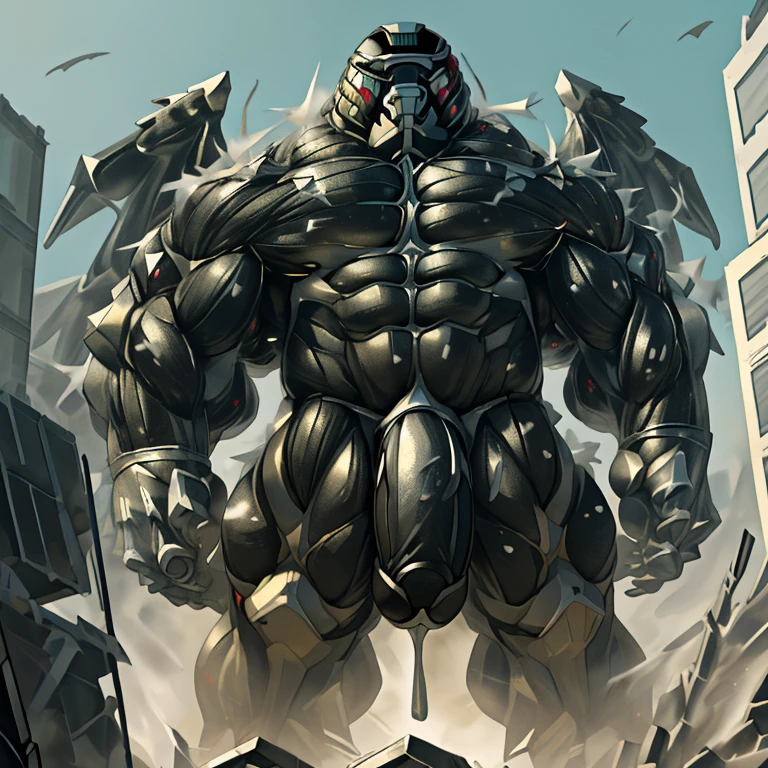 (masterpiece. official art. 8k. best quality. detailed full body. full body.) (situation 1 : dominating Armored Titan. Height 1800m.) (Additional details 1: wearing a full-face helmet. helmet is jet black. The color of NANOSUIT is jet black. high-tech bio-mecha armor. real texture material. whole body shines like metal. Wearing cyberpunk mecha. emphasizes the muscles. suit fully made of metal. intricate armor. Robotic suit. suit fully made of metal. NANOSUIT with the same design as Armored Titan.). (Armored Titan has 5 toes.) (Additional details 2: (Detailed head. Detailed Body. Detailed abs. gigantic muscles. HYPER MUSCLES. Gigachad Muscular. big muscle. pecs. triceps. traps. unusually developed muscular body. body full of huge muscles. showing off muscles. pectorales enormes. Exaggeratedly huge muscles. huge muscles. long legs.). (Additional details 3: nj5furry, Spread wings. It has wings. black have big wings. The claws are sharp. Sharp teeth.5 toes.). (Additional details 4: black color hyper penis. hyper black penis. big penis) (Additional details 5 : Spraying hyper cum up everywhere into the sky from his erect penis. wide spray of cum, covered in cum, cum splashing in front of camera, bukkake, earth is under a thick later of cum.) He is laughing defiantly.