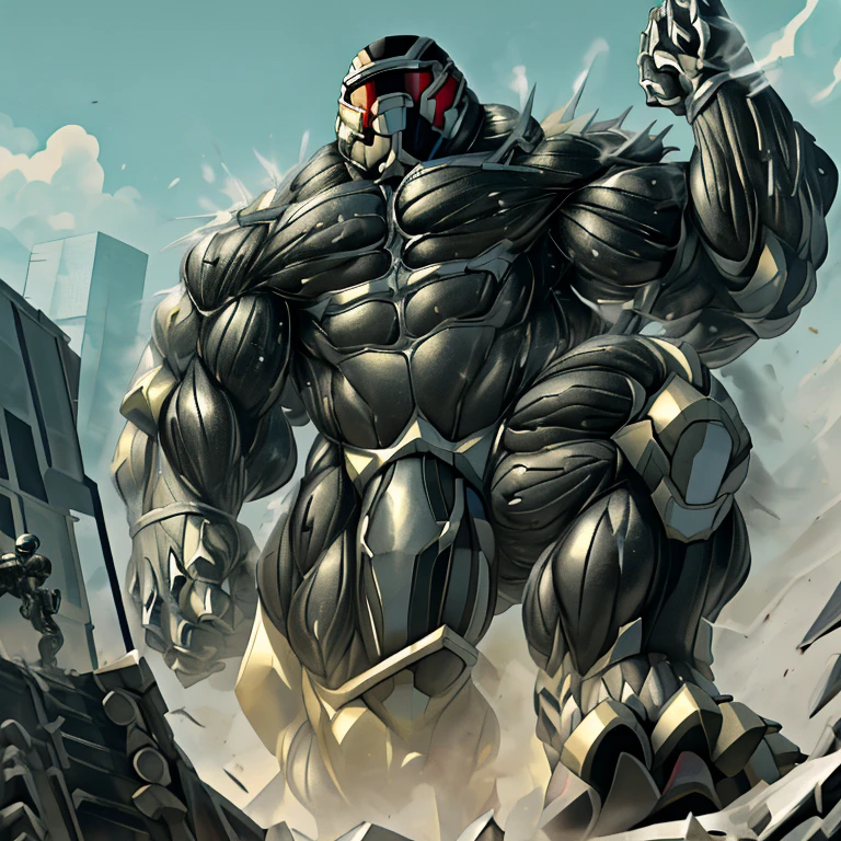 (masterpiece. official art. 8k. best quality. detailed full body. full body.) (situation 1 : dominating Armored Titan. Height 1800m.) (Additional details 1: wearing a full-face helmet. helmet is jet black. The color of NANOSUIT is jet black. high-tech bio-mecha armor. real texture material. whole body shines like metal. Wearing cyberpunk mecha. emphasizes the muscles. suit fully made of metal. intricate armor. Robotic suit. suit fully made of metal. NANOSUIT with the same design as Armored Titan.). (Armored Titan has 5 toes.) (Additional details 2: (Detailed head. Detailed Body. Detailed abs. gigantic muscles. HYPER MUSCLES. Gigachad Muscular. big muscle. pecs. triceps. traps. unusually developed muscular body. body full of huge muscles. showing off muscles. pectorales enormes. Exaggeratedly huge muscles. huge muscles. long legs.). (Additional details 3: nj5furry, Spread wings. It has wings. black have big wings. The claws are sharp. Sharp teeth.5 toes.). (Additional details 4: black color hyper penis. hyper black penis. big penis) (Additional details 5 : Spraying hyper cum up everywhere into the sky from his erect penis. wide spray of cum, covered in cum, cum splashing in front of camera, bukkake, earth is under a thick later of cum.) He is laughing defiantly.