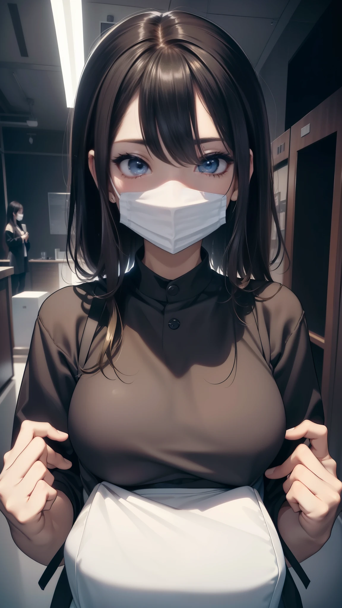 (sound、Can be viewed、masterpiece、high quality、High resolution、High-end rendering、Safe at Work、Safety Sensor),Super large 、Top View、Mature Girls、(Fallacy:1.5, Shift the mask、clothing、Mesugaki Smiles:1.5, )POV sex, Hyottoko fellatio、deep throat、