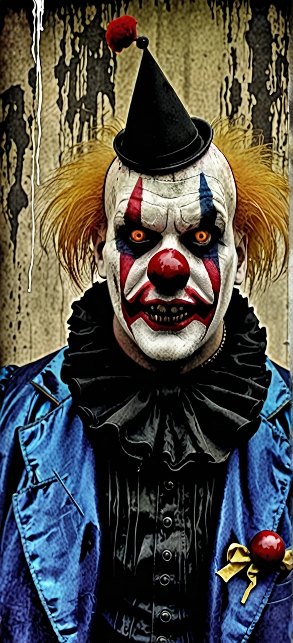 horror style, it, clown , dark, eerie, gothic, macabre