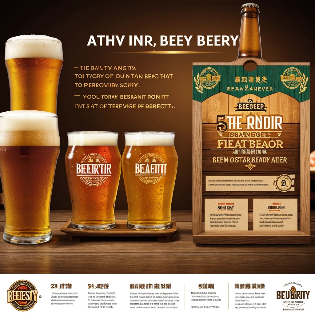 Beer promotion flyer, beauty Asian, 2 glasses of beer