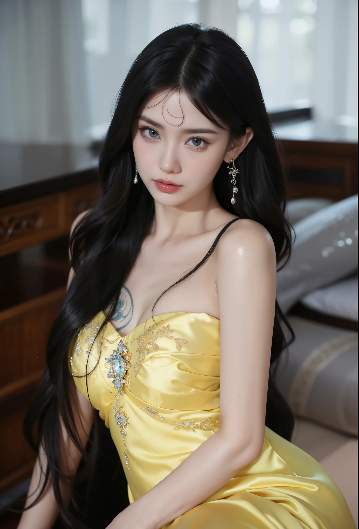 Royal sisters,Exquisite eyes,Frozen queen,Put the crown on your head,Detailed facial expressions body,tall and big,Glamorous characters,Leg length,4K,HD,Sensual,White translucent lace,白皙Full figure,Little cherry mouth,Beautiful and lovely,Full figure,Glossy Gel Coat,Vampire Queen in luxurious gown,Have a tattoo(Intricate tattoo designs),Ice Princess,Rich facial details, Angel,Eyes are blue(Pupils as deep as the starry sky),Wear silk cheongsam,