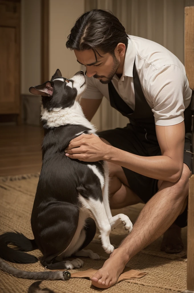 A man mistreating animals 