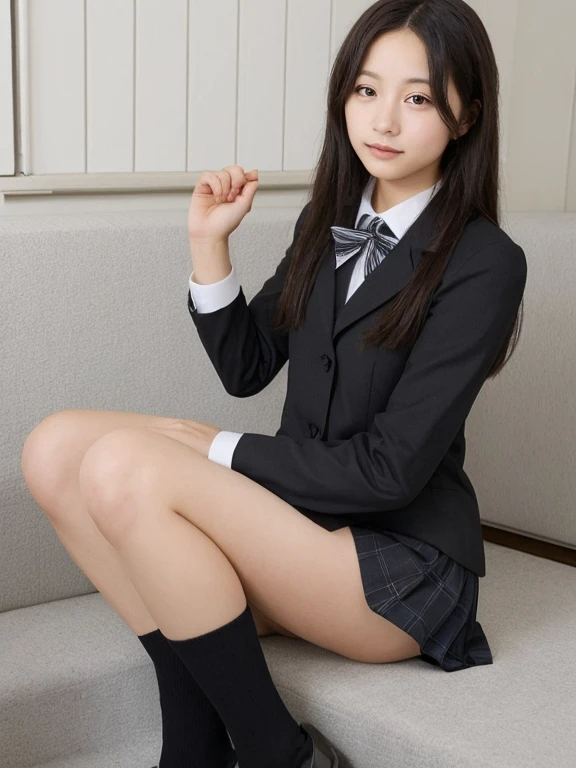 Realistic pictures of cute girls、Black School Uniforms