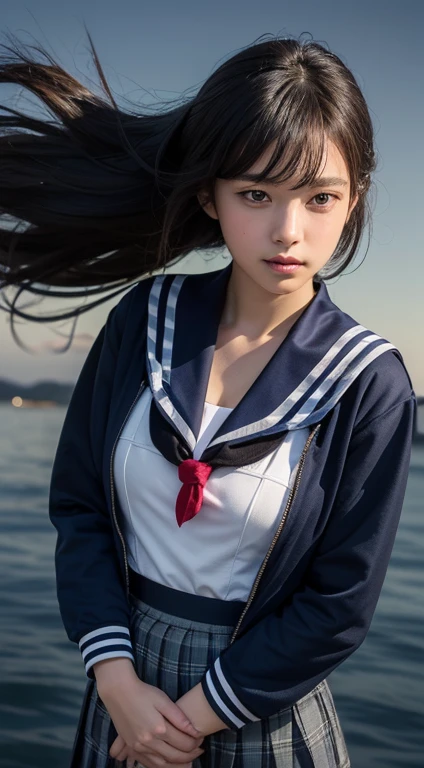 Traditional sailor suit upper body、Japanese high school students、15 year old female, RAW shooting, (realism: 1.8, Realistic), High-definition CG integrated 8K wallpaper, One Girl, camera&#39;sight, ((Straight from the front))), (Headquarters Skin: 1.8, Shiny skin)), 8k er, Digital single-lens reflex camera, Soft lighting, high quality, (whole body: 0.5) (Professional Lighting: 1.6), Japanese women, 足首からwhole bodyまで, Shooting from the feet up, height: 160cm, Weight 50kg, (((Her skirt is rolled up and her underwear is visible..)))、(((Spread your legs)))
