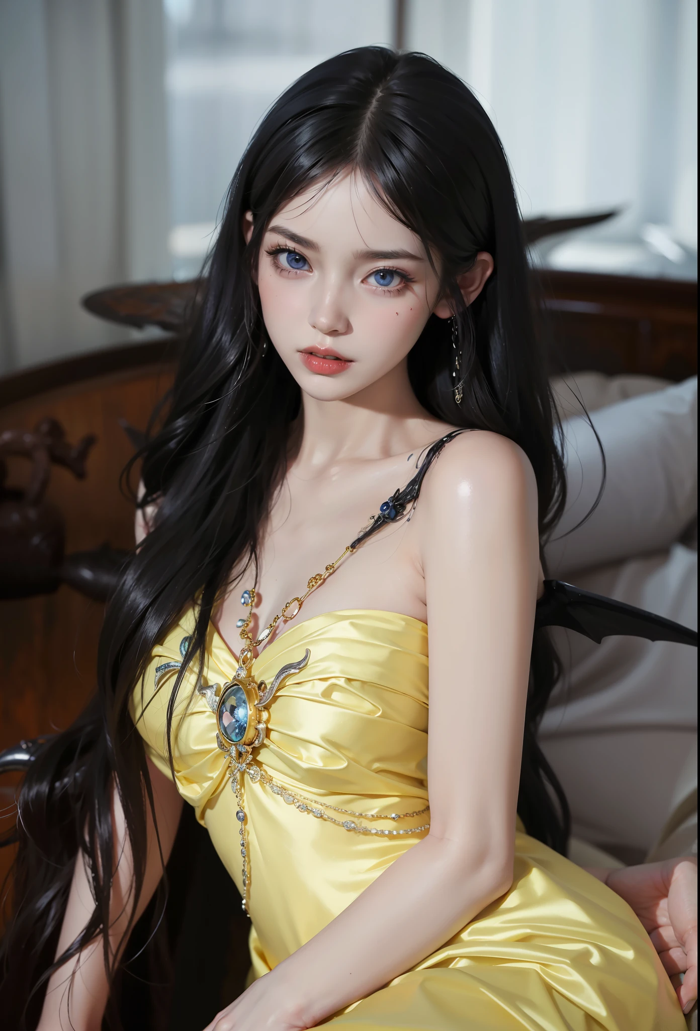 Detailed image quality，Pandora the Witch，wing, Succubus Theme，堕落Angel，Excellent，scary，Secret Terror，Tentacles，With eyes，Uncanny Valley Effect，Beast Blood Moon，skeleton，vampire，Hellfire，Dark Queen，Angel，magician magic witch，16岁Angel，Eyes are blue(Pupils as deep as the starry sky)，Gorgeous tattoo designs all over the body，