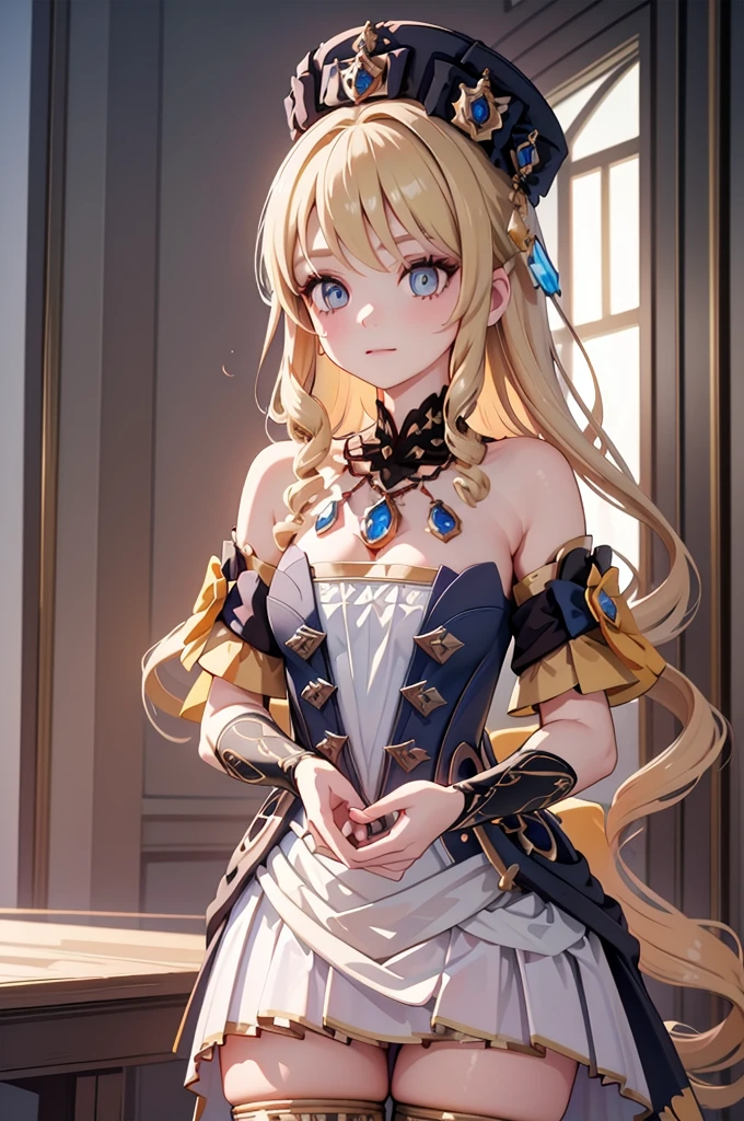 masterpiece、Highest quality、Ultra-detailed、Beautiful lighting、[[Thin fingers and hands:0.55]::0.85],(Finger details)、Blonde、White Dress、noble、palace、ホワイトドレス:3