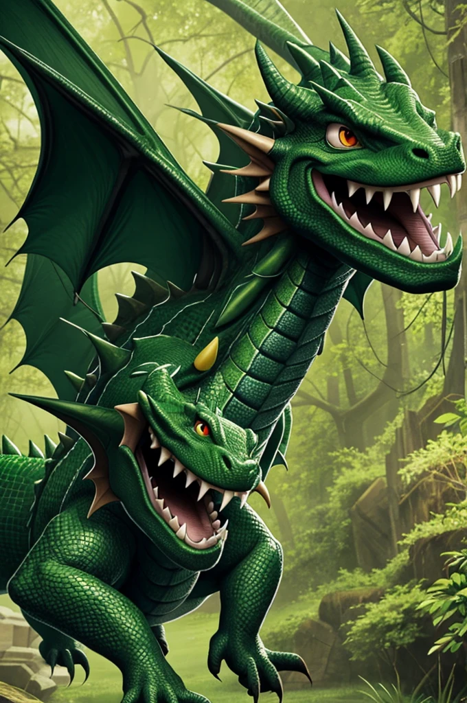 Spawns a happy green cartoon dragon