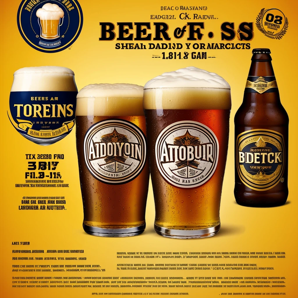 Beer promotion flyer, beauty asian, 2 glasses of beer