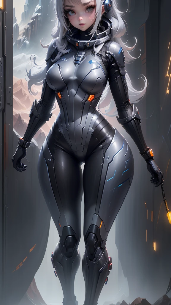 Girl in space with a spaceship in the background, thick and smooth warframe thighs, gynoid body, Wear a space suit, Centaur Astronaut, Retrato Anime Space Cadet Girl, in space suit, dressed in space suit, with a space suit on, biomechanical oppai, Totally adequate space, Spacesuit, Thicc, Silver space suit, Whole body space suit 