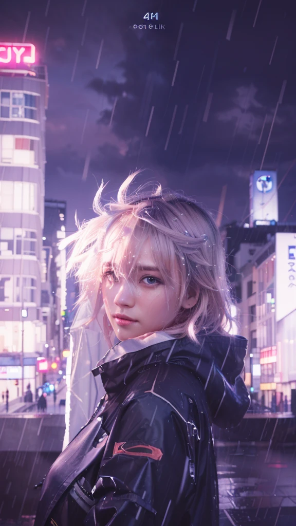 Human character in the rain with city lights in the background, best human 4k konachan wallpaper, human wallpaper 4k, human wallpaper 4 k, 4k human wallpaper, 4 k real wallpaper, key real visuals.