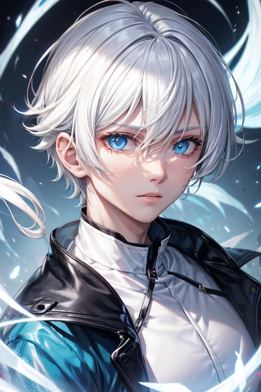 Chico, White skin, White hair, light blue eye