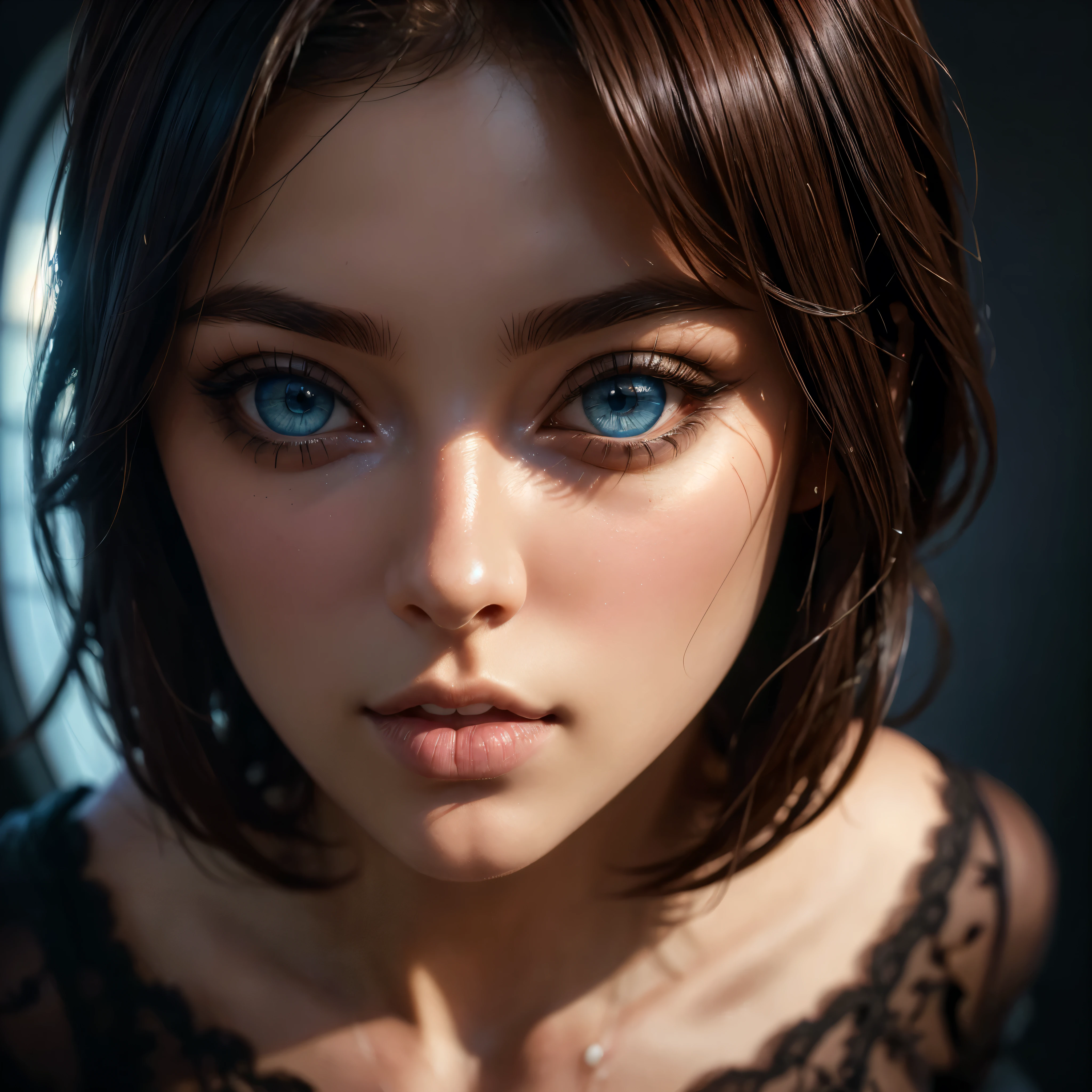 (((Full body 1.1, panorama, full-length, wallpaper, photo-posing, for magazine cover 1.1))), (((( very beautiful eyes 1.1)))). (perfect details: 1.1), (beautiful and clear background: 1.2), (extremely detailed CG, ultra detailed, best shadow: 1.1), (((finely detailed beautiful eyes))), (full length 1.1).a very beautiful woman with dark skin, red hair in a bob hairstyle, expressive blue eyes, wearing white lace lingerie, in a bedroom setting with a sexy and erotic atmosphere,(best quality,4k,8k,highres,masterpiece:1.2), ultra-detailed,(realistic,photorealistic,photo-realistic:1.37),portrait,glamorous,dramatic lighting,cinematic,chiaroscuro HDMI, HDRI, UDHD,(( Scatter effect)), (( volume effect 1.1)), (( Depth sharpness 1.1)), ((fisheye lens)).(perfect details: 1.1), (beautiful and clear background: 1.2), (extremely detailed CG, ultra detailed, best shadow: 1.1), (finely detailed beautiful eyes) , (full-length 1.1)