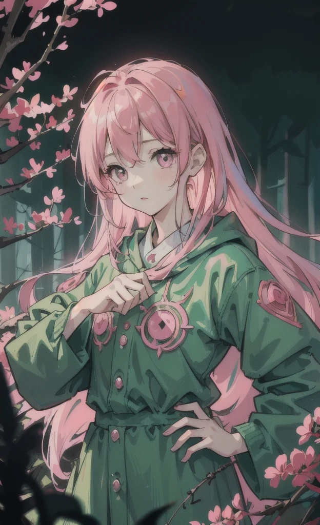 girl,pink hair,krizy rov ,cute,Clear picture,Clear face,Masterpiece,Forest atmosphere in ROV,Dark picture color,Clear picture