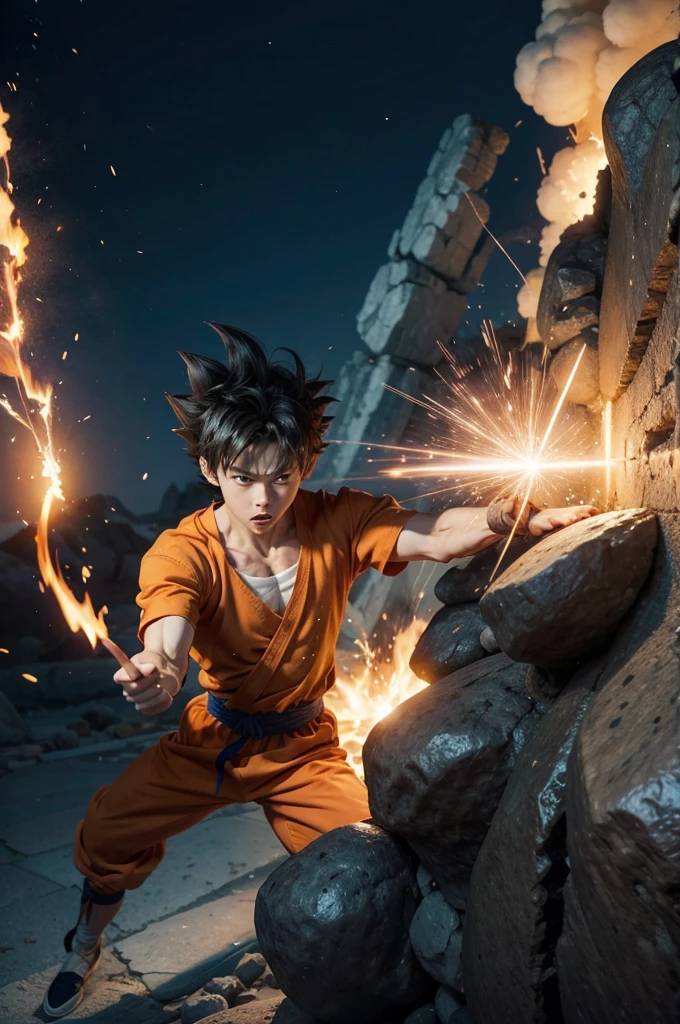 Goku stopping Saitama&#39;s strongest blow with one finger 