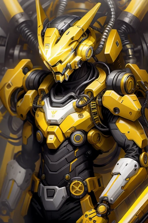 Create a yellow mechanical hero
