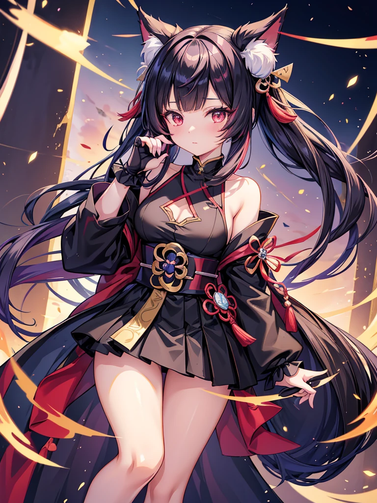 anime girl with long hair and a cat ears in a black outfit, ayaka genshin impact, ayaka game genshin impact, keqing from genshin impact, onmyoji detailed art, onmyoji, juri misaki, zhongli from genshin impact, cute anime waifu in a nice dress, female anime character, seductive anime girl