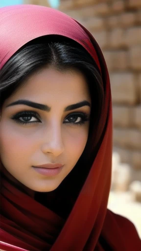 color photo beautiful lebanese woman, focus on their face.