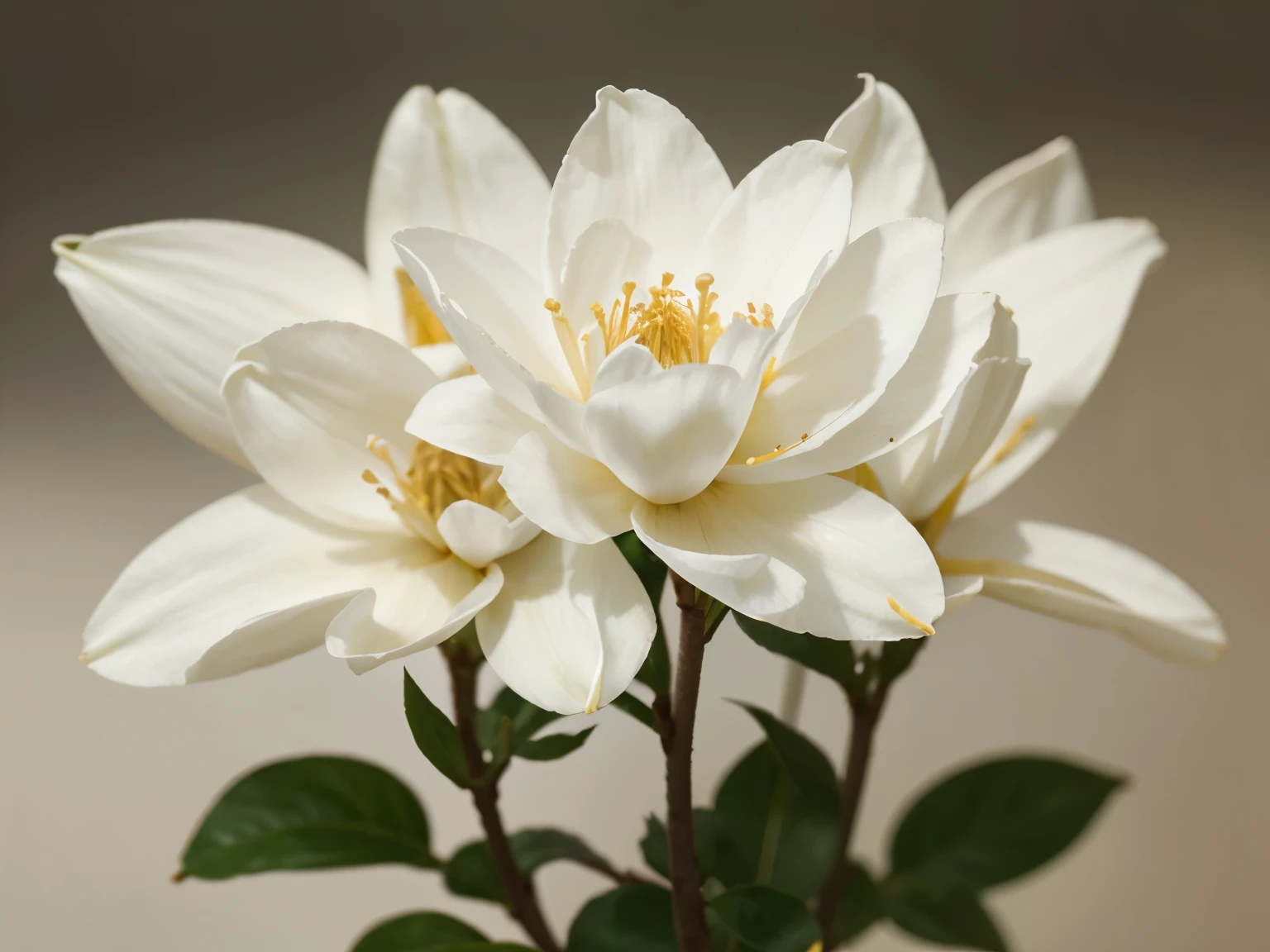 Pure white jasmine flowers on a blurred background