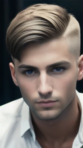 color photo Abramowicz men in short hair, focus on their face.