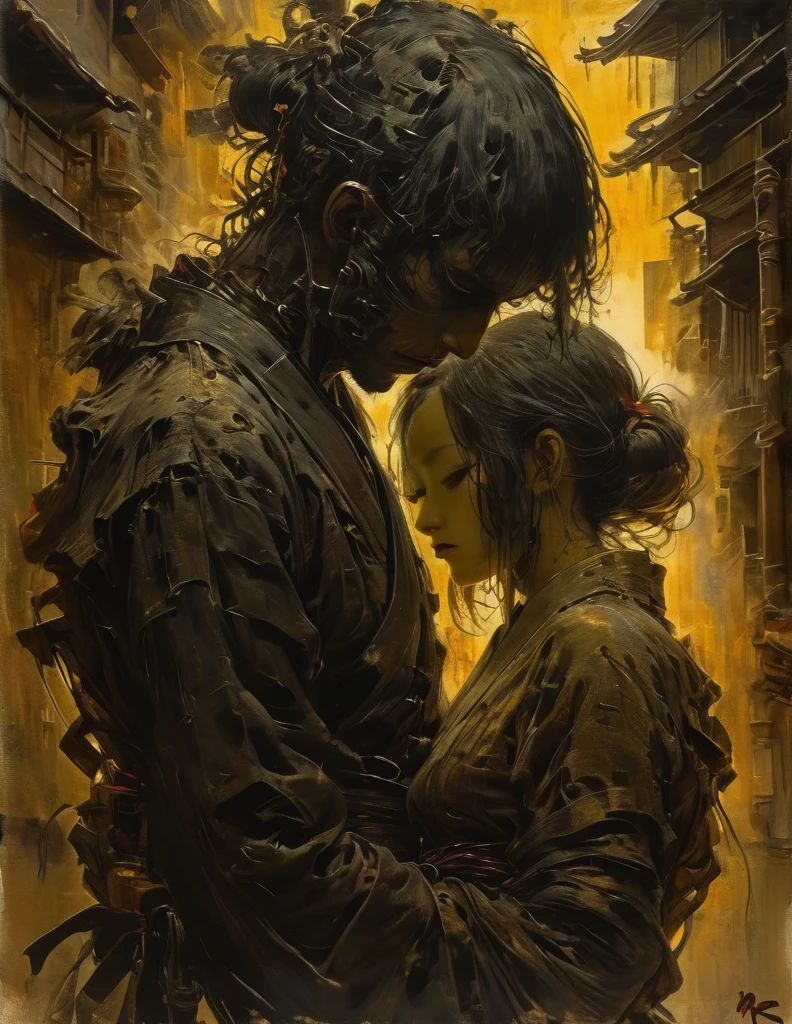 art by Charles Douglas Richardson and Mór Than and John Berke, vengeful and bustling atmosphere, silhouettes, characters outlined against a bright background, evoking intimacy without explicit details, aesthetic of japanese ukiyo, framing, ingenious opus magnum with unrivaled details, 