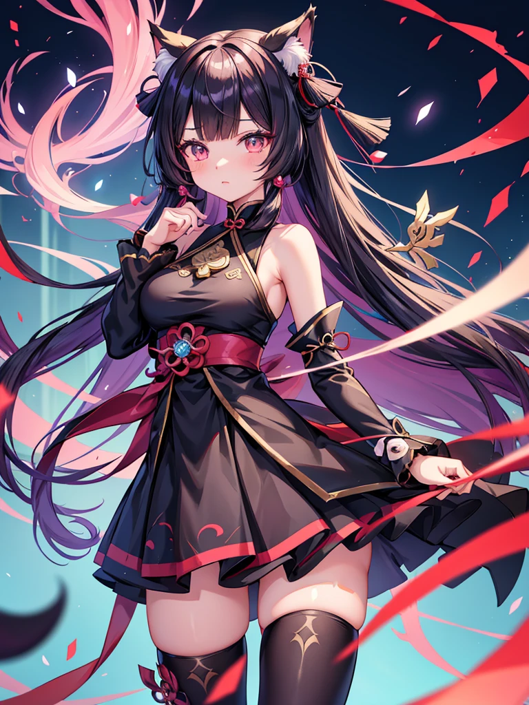 anime girl with long hair and a cat ears in a black outfit, ayaka genshin impact, ayaka game genshin impact, keqing from genshin impact, onmyoji detailed art, onmyoji, juri misaki, zhongli from genshin impact, cute anime waifu in a nice dress, female anime character, seductive anime girl
