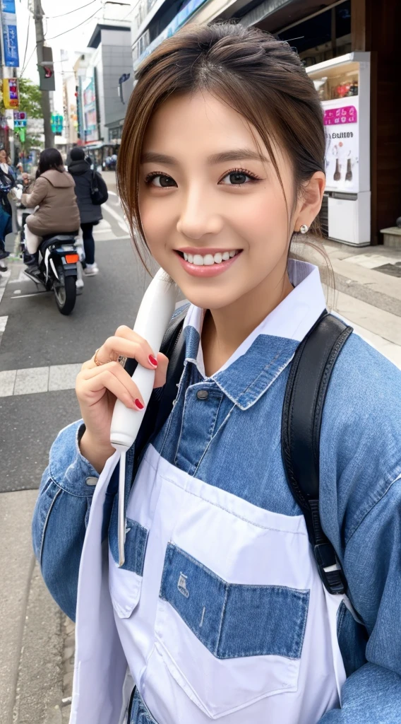 ((Highest quality)), ((masterpiece)), (detailed), Japanese,Street Corner,Beauty,Dental hygienist