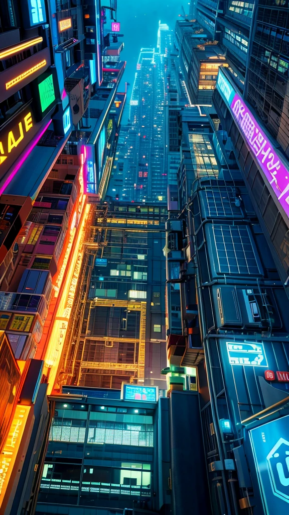 Cidade cyberpunk a natta, view from 20 meters to the top, sci-fi movie, empty street, natta, old store, irregular, circuit boards, intricate, super detailled, realisitic, hyper realisitic, high qualiy, better, super detaill , crazy detail, very detailled, photorealisitic, epic composition, better quality, 32K --v 6