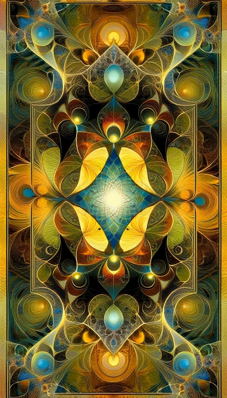 Fractal Art, Symmetry, Decorative Mat Tarot Card Style (art inspired by dave mcKean)