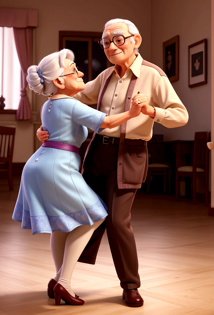 make elderly couple dancing salsa