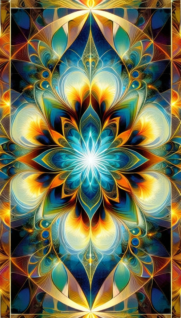 Fractal Art, Symmetry, Decorative Mat Tarot Card Style (art inspired by Bill Sienkiewicz)
