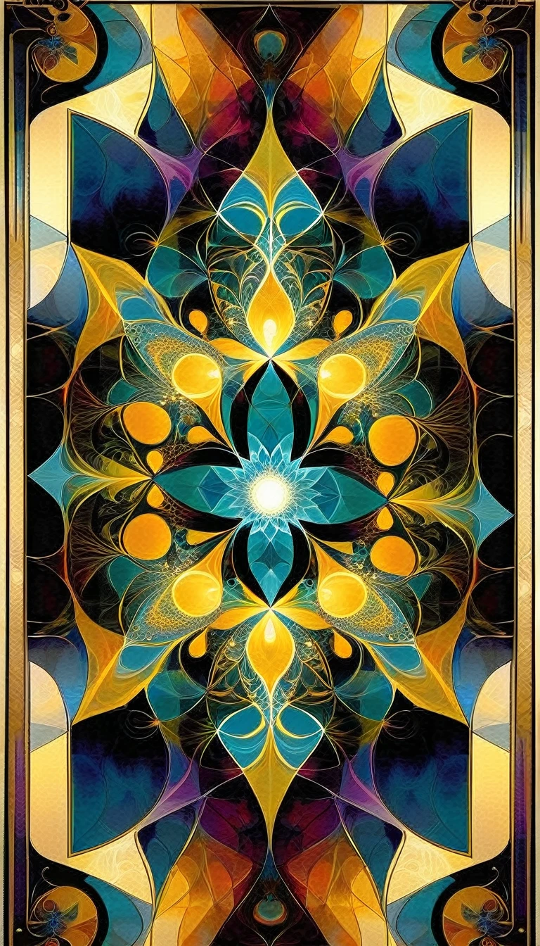 Fractal Art, Symmetry, Decorative Mat Tarot Card Style (art inspired by Bill Sienkiewicz)
