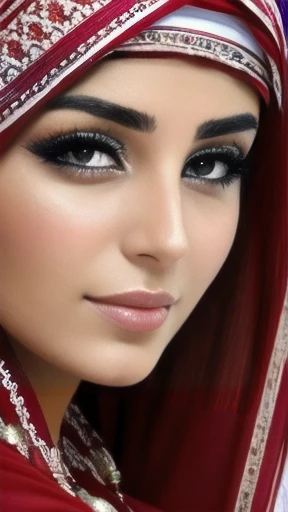color photo beautiful lebanese woman, focus on their face.