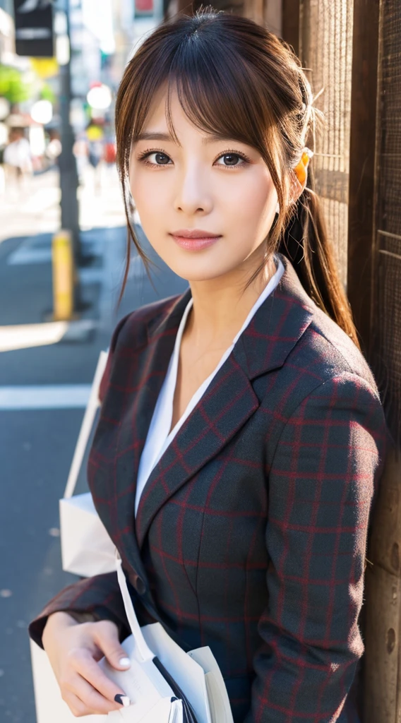 ((Highest quality)), ((masterpiece)), (detailed), Japanese,Street Corner,Beauty,Office Lady