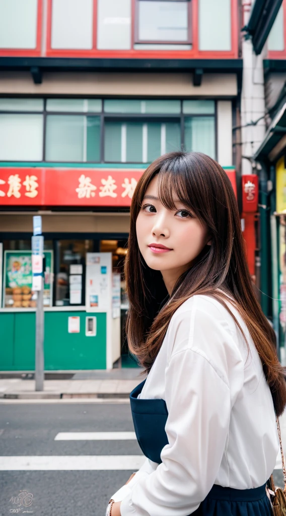 ((Highest quality)), ((masterpiece)), (detailed), Japanese,Street Corner,Beauty,Office Lady