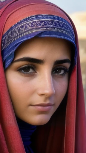 color photo beautiful judaean woman, focus on their face.