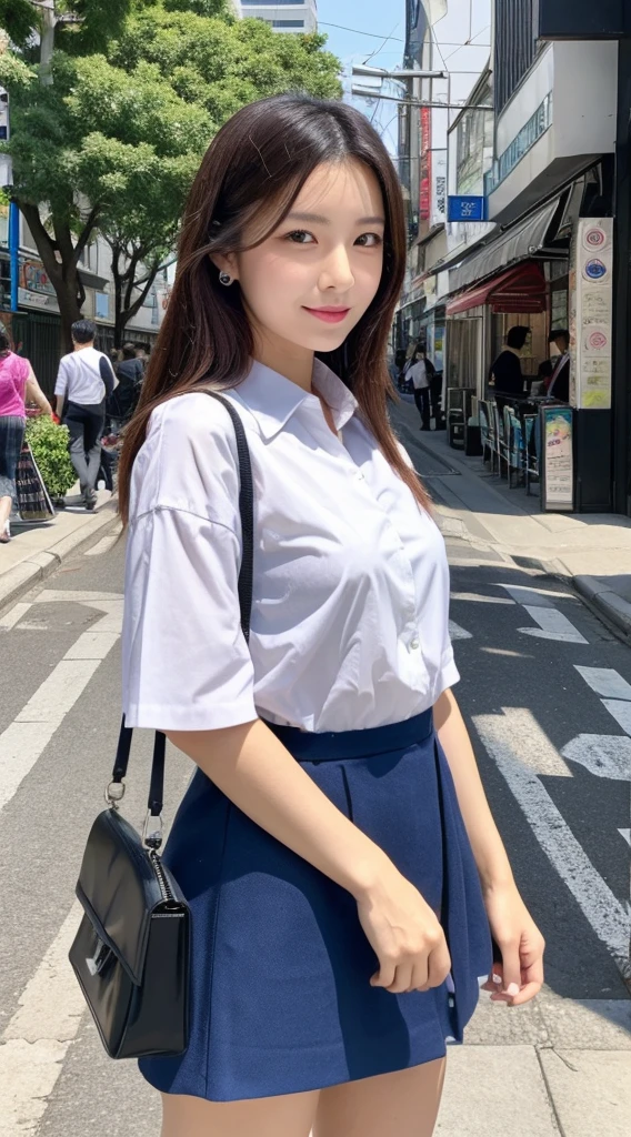 ((Highest quality)), ((masterpiece)), (detailed), Japanese,Street Corner,Beauty,Office Lady