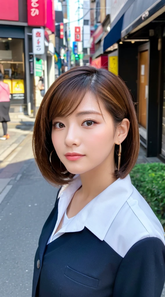 ((Highest quality)), ((masterpiece)), (detailed), Japanese,Street Corner,Beauty,Office Lady