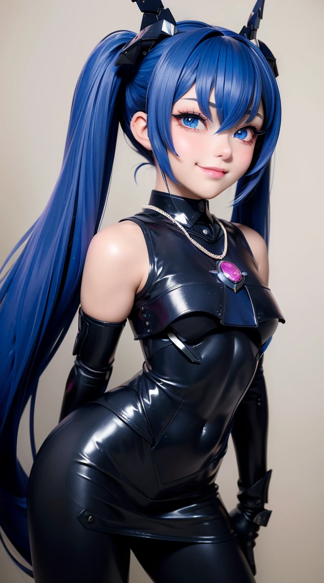  (masterpiece:1.3), (Best Quality:1.3), (Ultra-detailed:1.2), ((kawaii)), Cute, (lovely), (()), ((Extremely detailed)), 4K, (8K), Best Quality, (Beautiful), Illustration, anime style, (bold line:1.2), Gradation, looking at viewer, //, (bent down:1.1), (arms behind back), //, a cute girl, 1girl, (solo:1.2), gleaming skin, //, (), (Perfect eyes:1.2), (Perfect iris:1.2), //, darkblue hair color, (beautiful eyes) //, (half closed eyes:1.3), ( expression:1.2), Fascinated expression, smile, (blush:1.2), //, modern city background, on rock, twin tails, straight bangs, muscle girl, hard abs, exposed abs, NECKLACE, skirt, heavy armor suit, mecha musume, underboobs