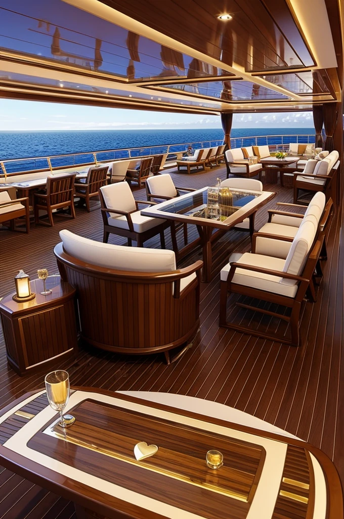 Create a luxury cruise ship with heart and glass design, the 14 deck cruise ship