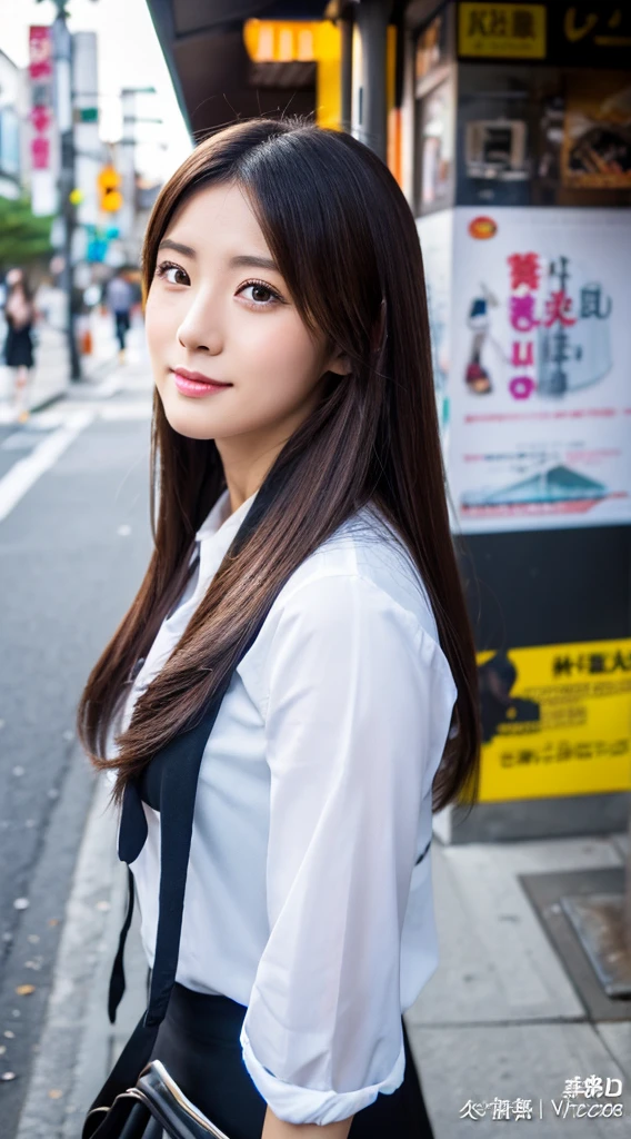 ((Highest quality)), ((masterpiece)), (detailed), Japanese,Street Corner,Beauty,Office Lady